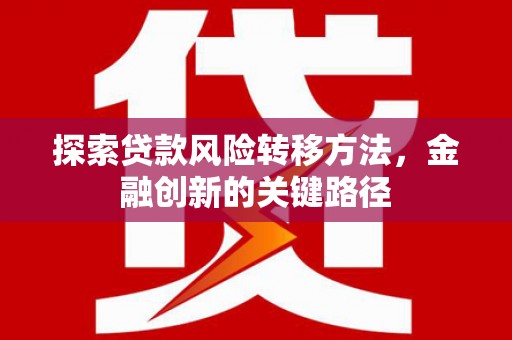 神冈探索贷款风险转移方法，金融创新的关键路径